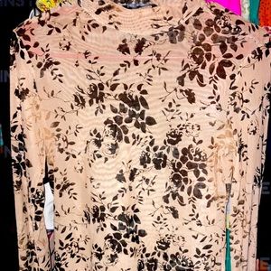 Shein - cute mesh top w/ velvet floral overlay
